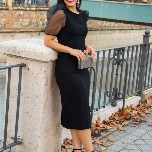 Zara Dresses & Skirts - Last🔥Zara dress with organza sleeves bloggers fav